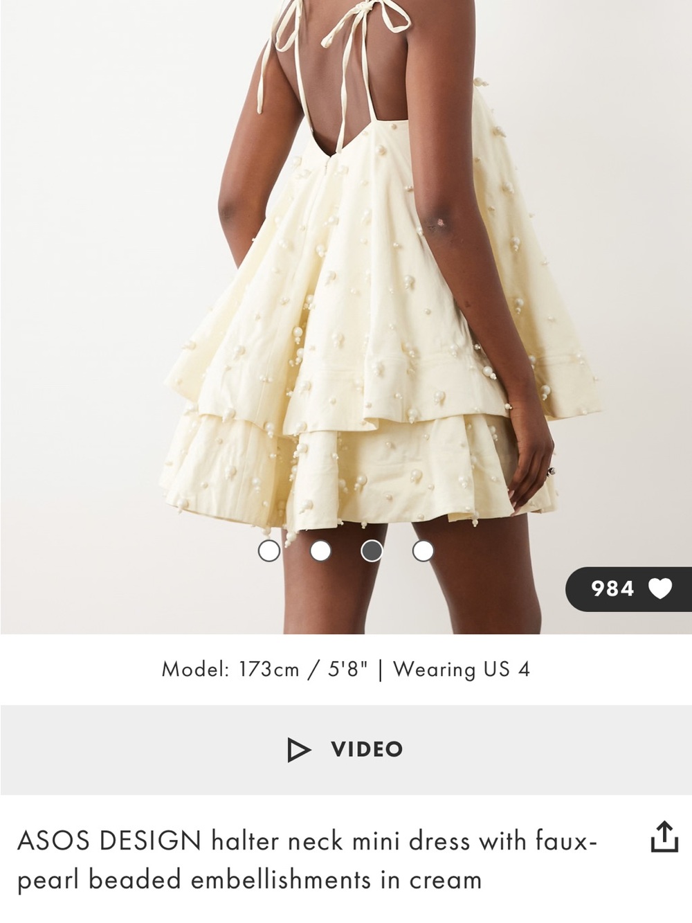 Worn once! Halter Mini Dress with Faux Pearl Beading
